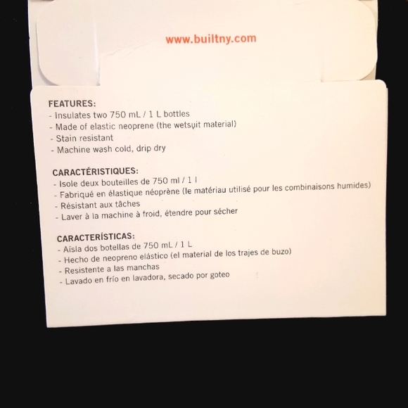 BUILT 2 WINE BOTTLE/ WATER BOTTLE (750ml-1liter) Carrier Tote Neoprene Bag (NWT) - Picture 4 of 7